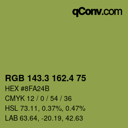 カラーコード: RGB 143.3 162.4 75 | qconv.com