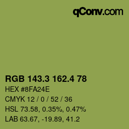 カラーコード: RGB 143.3 162.4 78 | qconv.com