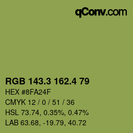 カラーコード: RGB 143.3 162.4 79 | qconv.com