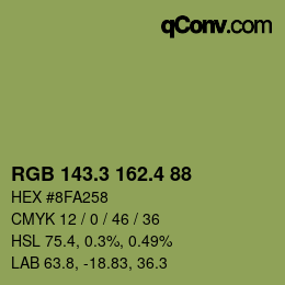 カラーコード: RGB 143.3 162.4 88 | qconv.com