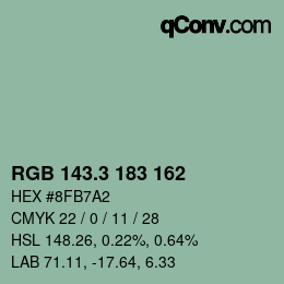 カラーコード: RGB 143.3 183 162 | qconv.com