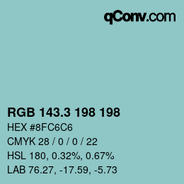 カラーコード: RGB 143.3 198 198 | qconv.com