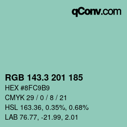 カラーコード: RGB 143.3 201 185 | qconv.com