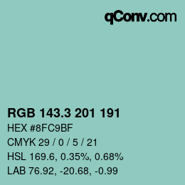 カラーコード: RGB 143.3 201 191 | qconv.com