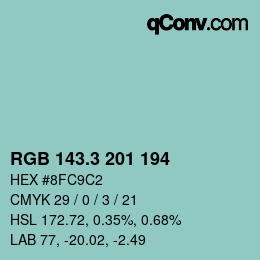 カラーコード: RGB 143.3 201 194 | qconv.com