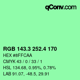 カラーコード: RGB 143.3 252.4 170 | qconv.com