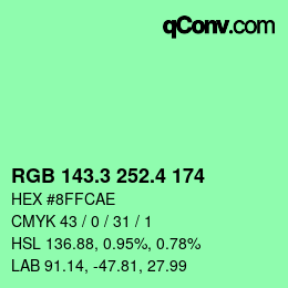 カラーコード: RGB 143.3 252.4 174 | qconv.com