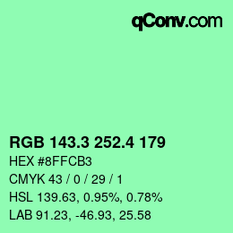 カラーコード: RGB 143.3 252.4 179 | qconv.com
