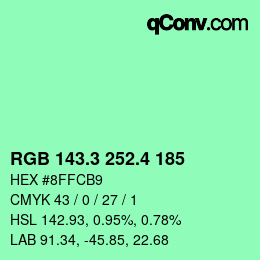 カラーコード: RGB 143.3 252.4 185 | qconv.com