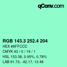 カラーコード: RGB 143.3 252.4 204 | qconv.com