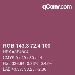 カラーコード: RGB 143.3 72.4 100 | qconv.com