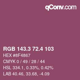 カラーコード: RGB 143.3 72.4 103 | qconv.com
