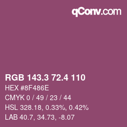 カラーコード: RGB 143.3 72.4 110 | qconv.com