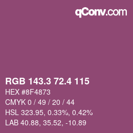 カラーコード: RGB 143.3 72.4 115 | qconv.com