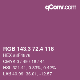 カラーコード: RGB 143.3 72.4 118 | qconv.com