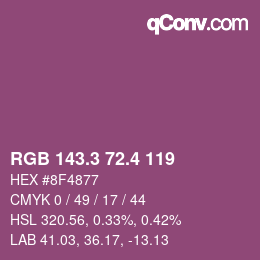 カラーコード: RGB 143.3 72.4 119 | qconv.com