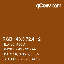 カラーコード: RGB 143.3 72.4 12 | qconv.com