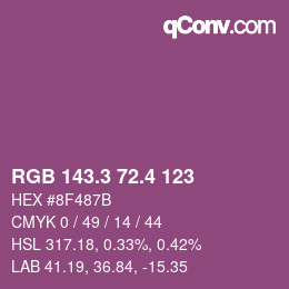 カラーコード: RGB 143.3 72.4 123 | qconv.com