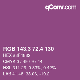カラーコード: RGB 143.3 72.4 130 | qconv.com