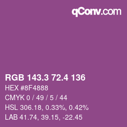 カラーコード: RGB 143.3 72.4 136 | qconv.com
