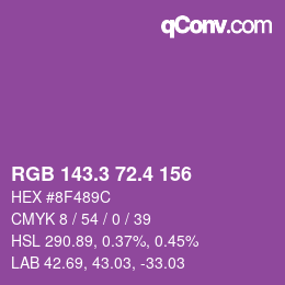 カラーコード: RGB 143.3 72.4 156 | qconv.com