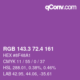 カラーコード: RGB 143.3 72.4 161 | qconv.com