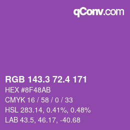 カラーコード: RGB 143.3 72.4 171 | qconv.com