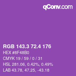 カラーコード: RGB 143.3 72.4 176 | qconv.com