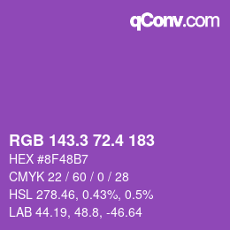 カラーコード: RGB 143.3 72.4 183 | qconv.com