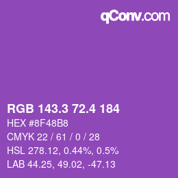 カラーコード: RGB 143.3 72.4 184 | qconv.com