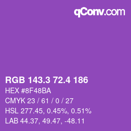 カラーコード: RGB 143.3 72.4 186 | qconv.com