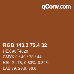 カラーコード: RGB 143.3 72.4 32 | qconv.com