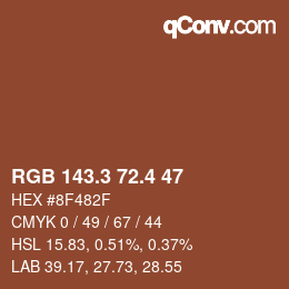 カラーコード: RGB 143.3 72.4 47 | qconv.com