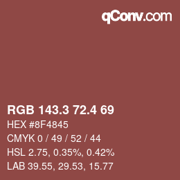 カラーコード: RGB 143.3 72.4 69 | qconv.com