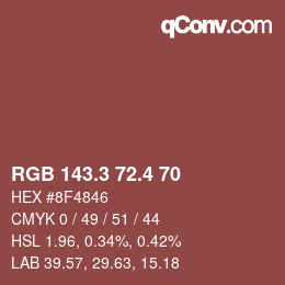 カラーコード: RGB 143.3 72.4 70 | qconv.com