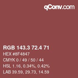カラーコード: RGB 143.3 72.4 71 | qconv.com
