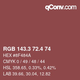 カラーコード: RGB 143.3 72.4 74 | qconv.com