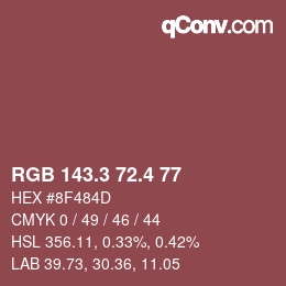 カラーコード: RGB 143.3 72.4 77 | qconv.com