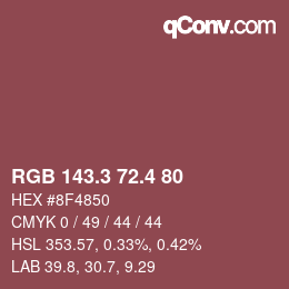 カラーコード: RGB 143.3 72.4 80 | qconv.com