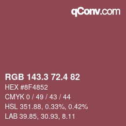 カラーコード: RGB 143.3 72.4 82 | qconv.com