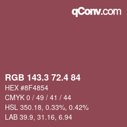 カラーコード: RGB 143.3 72.4 84 | qconv.com