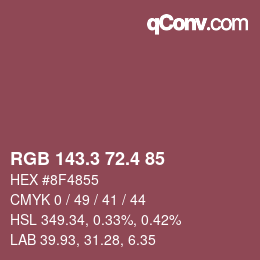 カラーコード: RGB 143.3 72.4 85 | qconv.com