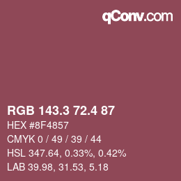 カラーコード: RGB 143.3 72.4 87 | qconv.com
