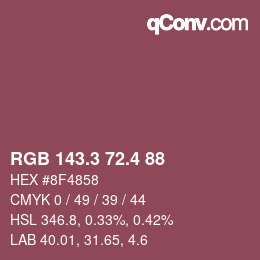 カラーコード: RGB 143.3 72.4 88 | qconv.com