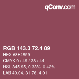 カラーコード: RGB 143.3 72.4 89 | qconv.com
