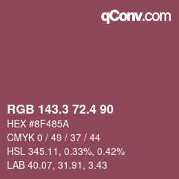 カラーコード: RGB 143.3 72.4 90 | qconv.com