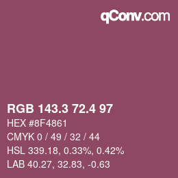 カラーコード: RGB 143.3 72.4 97 | qconv.com
