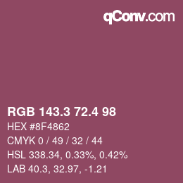 カラーコード: RGB 143.3 72.4 98 | qconv.com