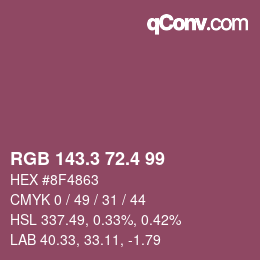カラーコード: RGB 143.3 72.4 99 | qconv.com