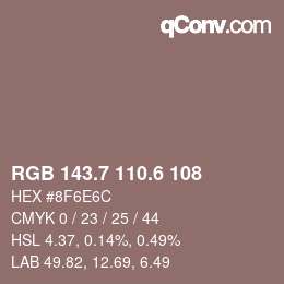 カラーコード: RGB 143.7 110.6 108 | qconv.com